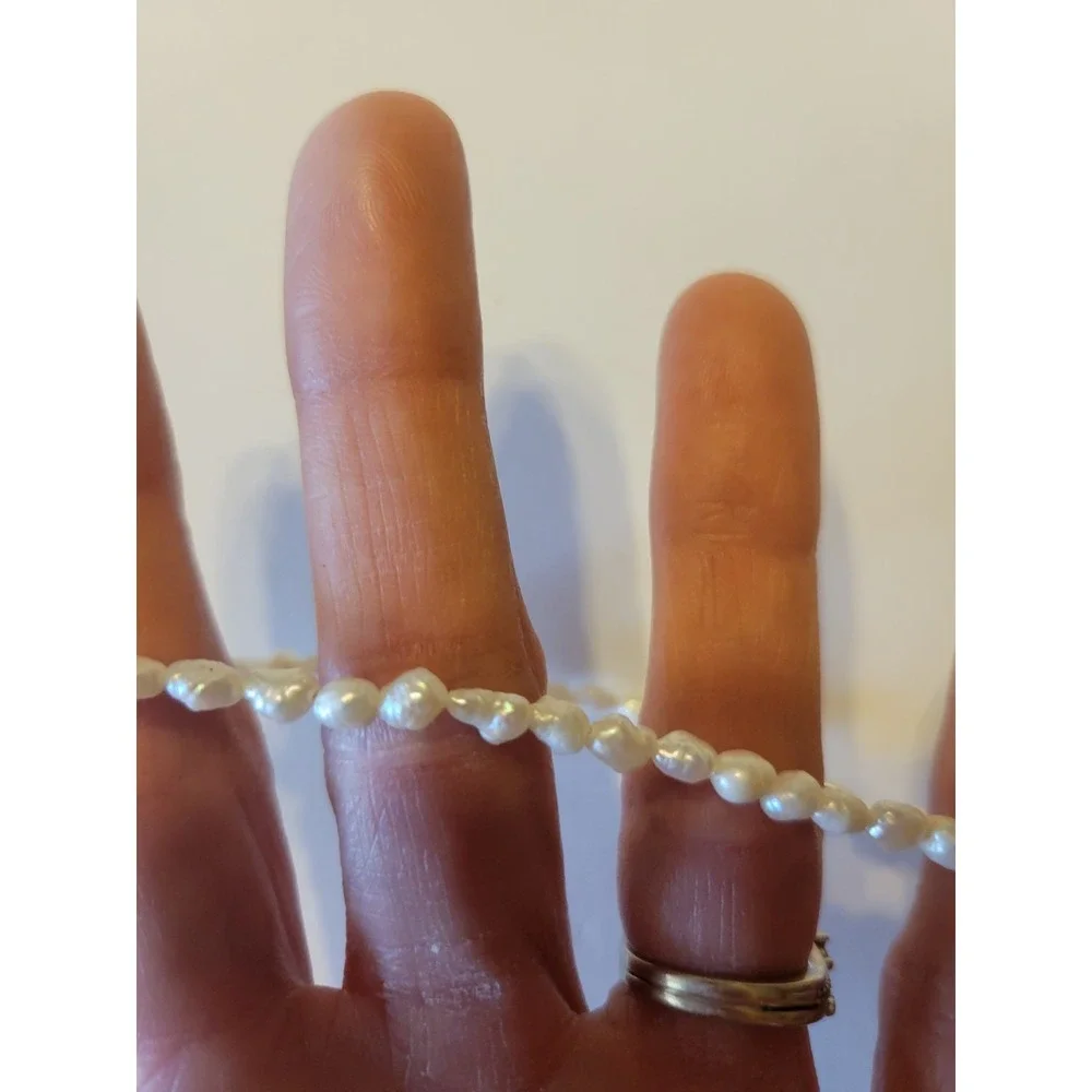 Freshwater Pearl Bracelet 14K Gold Filled Dainty Coastal White 7.5in